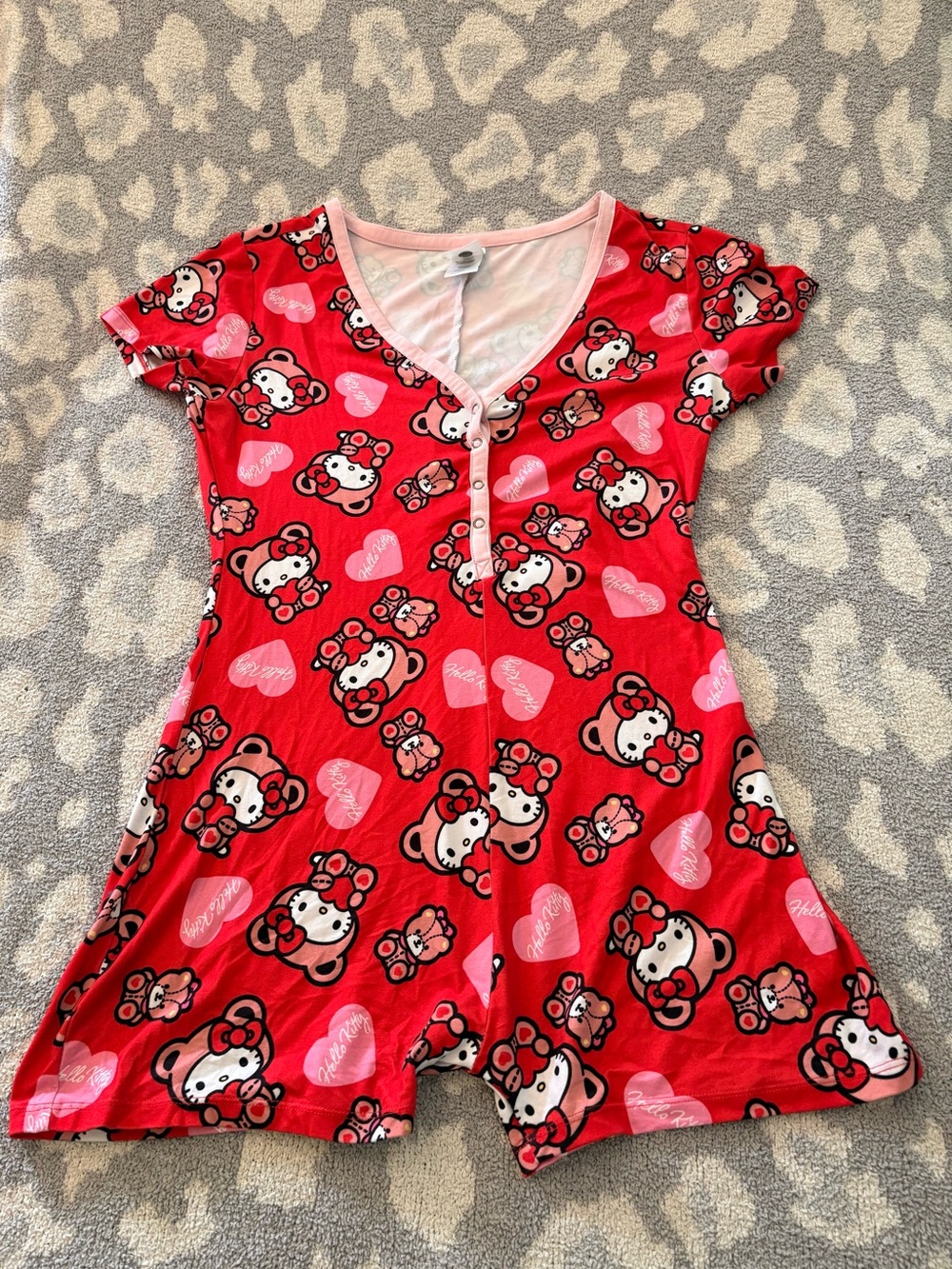 Hello Kitty Red and Pink Short-Sleeve Pajama Romper
